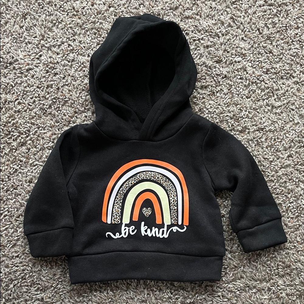 Kids Black Hoodie with Rainbow Design
